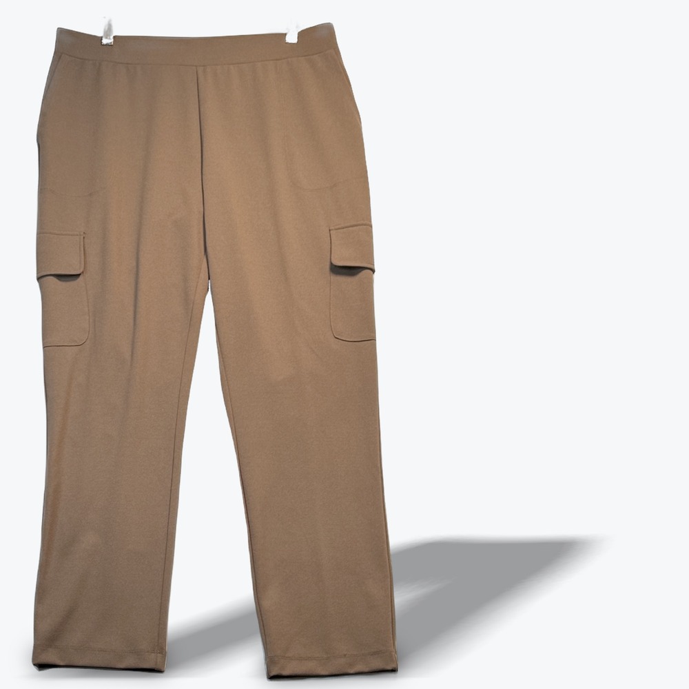 Lisa Rinna Collection Brown Cargo Pants Petite Medium MP Pull On Straight Leg